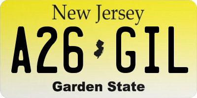 NJ license plate A26GIL