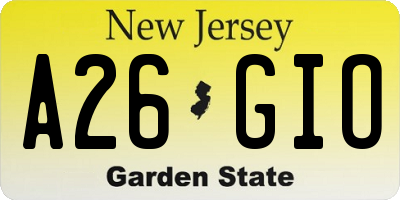NJ license plate A26GIO
