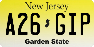 NJ license plate A26GIP