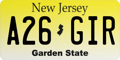 NJ license plate A26GIR