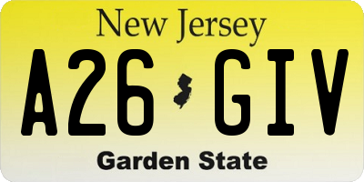 NJ license plate A26GIV