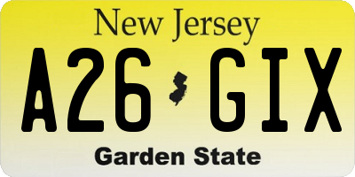 NJ license plate A26GIX