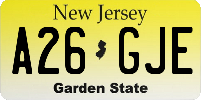 NJ license plate A26GJE