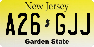 NJ license plate A26GJJ