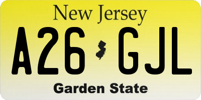 NJ license plate A26GJL