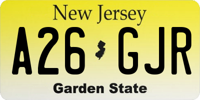 NJ license plate A26GJR