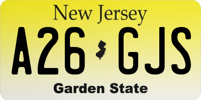 NJ license plate A26GJS