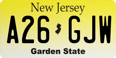NJ license plate A26GJW