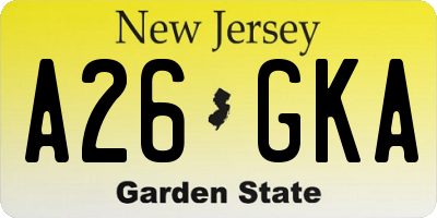 NJ license plate A26GKA