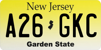 NJ license plate A26GKC