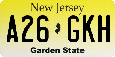 NJ license plate A26GKH