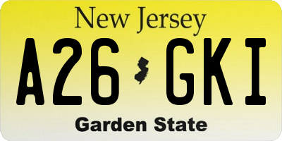 NJ license plate A26GKI