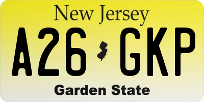 NJ license plate A26GKP