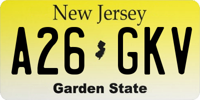 NJ license plate A26GKV