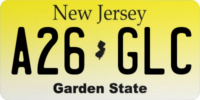 NJ license plate A26GLC