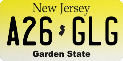 NJ license plate A26GLG