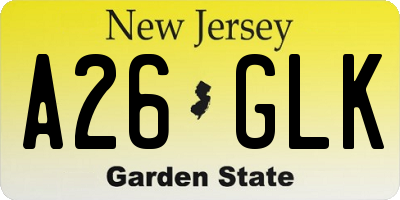 NJ license plate A26GLK