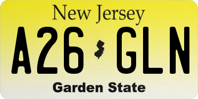 NJ license plate A26GLN