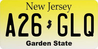 NJ license plate A26GLQ