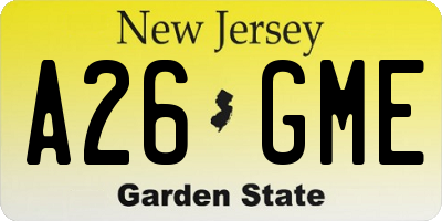 NJ license plate A26GME