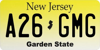 NJ license plate A26GMG