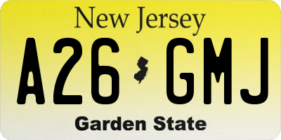 NJ license plate A26GMJ