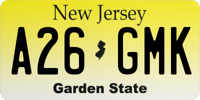 NJ license plate A26GMK
