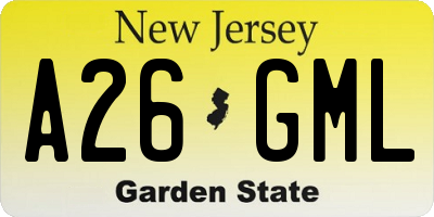 NJ license plate A26GML