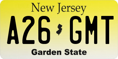 NJ license plate A26GMT