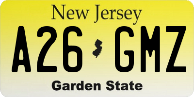NJ license plate A26GMZ
