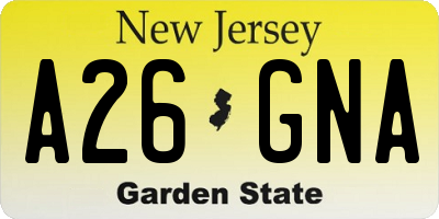 NJ license plate A26GNA
