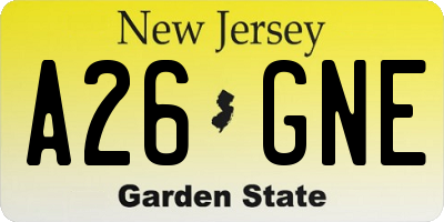 NJ license plate A26GNE