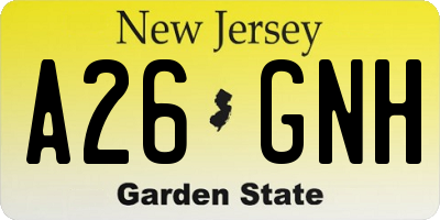 NJ license plate A26GNH