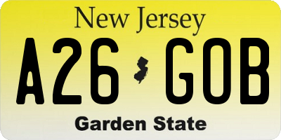NJ license plate A26GOB