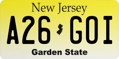 NJ license plate A26GOI