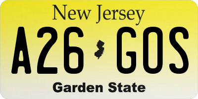 NJ license plate A26GOS