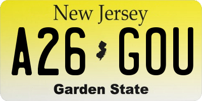 NJ license plate A26GOU