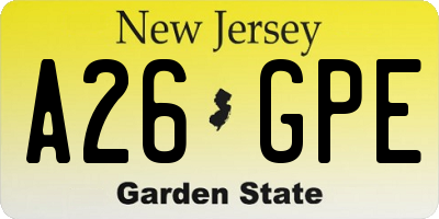NJ license plate A26GPE