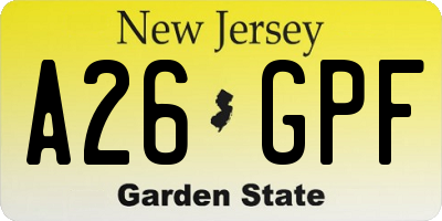 NJ license plate A26GPF