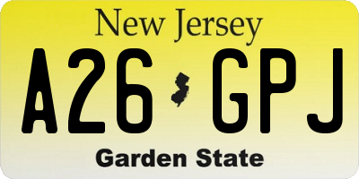 NJ license plate A26GPJ