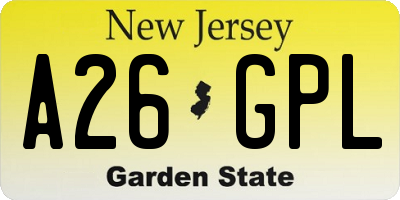 NJ license plate A26GPL