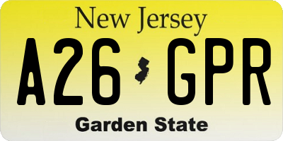 NJ license plate A26GPR