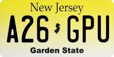 NJ license plate A26GPU