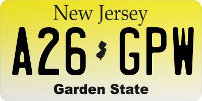 NJ license plate A26GPW