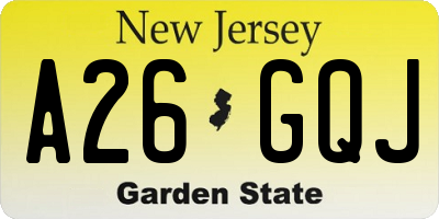 NJ license plate A26GQJ