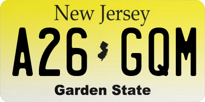 NJ license plate A26GQM