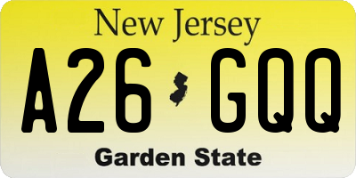 NJ license plate A26GQQ
