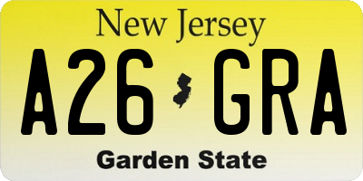 NJ license plate A26GRA