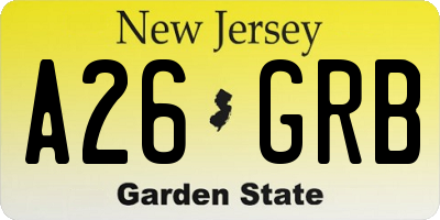 NJ license plate A26GRB