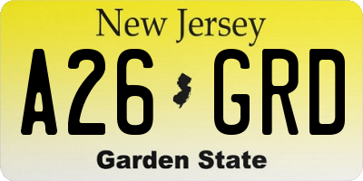 NJ license plate A26GRD